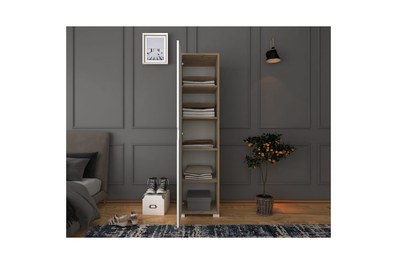 Garderobe Doranstead Lys Valnøtt / Hvit - Hvit/Lysfarget tre - Oppbevaring - Garderober & garderobesystem