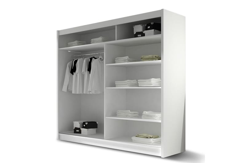 Garderobe London Skyvedører Smaltt Speil - Hvit - Garderober & garderobesystem Garderobe London Skyvedører Smaltt Speil - Hvit - Garderober & garderobesystem