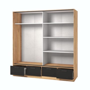 Garderobe med speil Beta 2 Skyvedør med 4 Skuffer - Oppbevaring - Garderober & garderobesystem