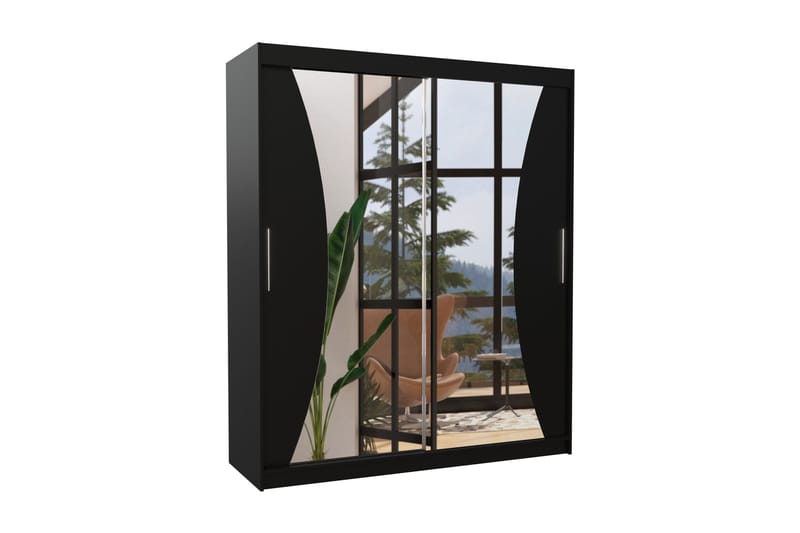 Garderobe med Speil Chartrain 180x215 cm - Svart - Garderober & garderobesystem