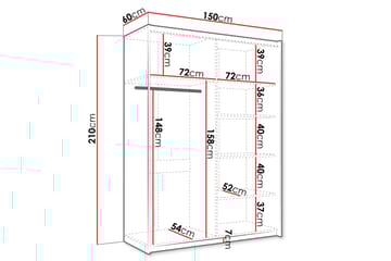 Garderobe med Speil Haparanda 150 cm - Hvit - Oppbevaring - Garderober & garderobesystem