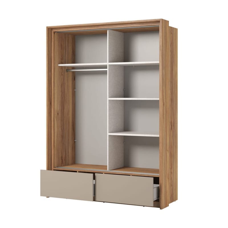 Garderobe med speil Impressio 2 skyvedører med 2 skuffer - 159 cm - Oppbevaring - Garderober & garderobesystem