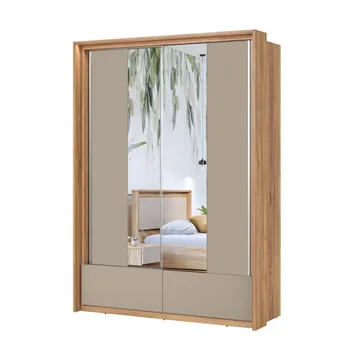 Garderobe med speil Impressio 2 skyvedører med 2 skuffer - 159 cm - Oppbevaring - Garderober & garderobesystem