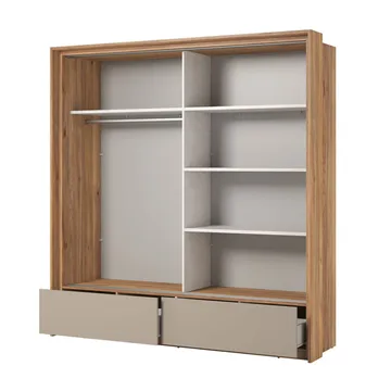 Garderobe med speil Impressio 2 skyvedører med 2 skuffer - 209 cm - Oppbevaring - Garderober & garderobesystem