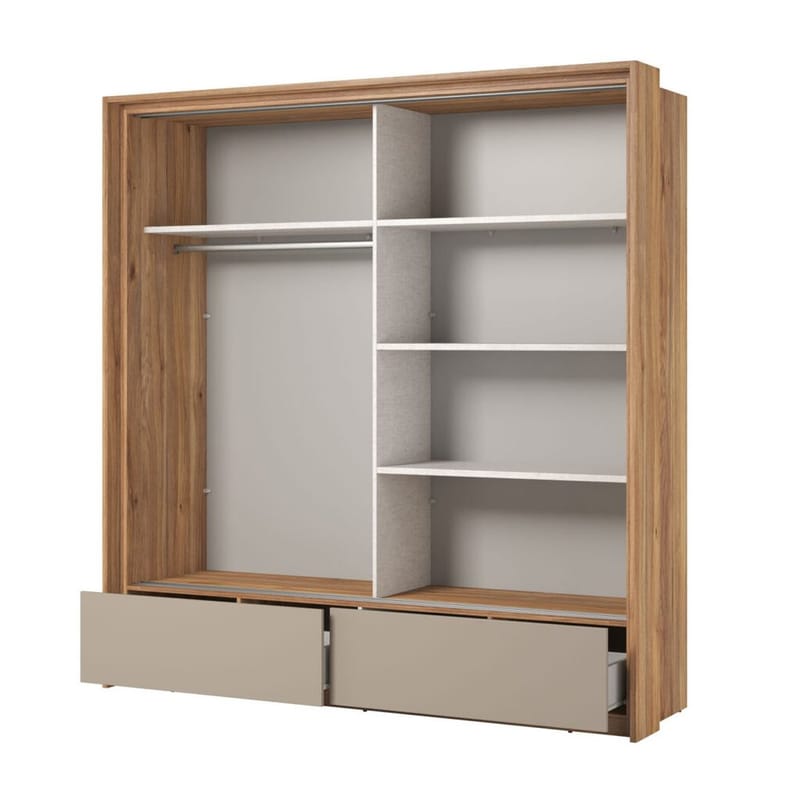 Garderobe med speil Impressio 2 skyvedører med 2 skuffer - 209 cm - Oppbevaring - Garderober & garderobesystem