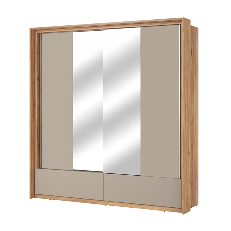 Garderobe med speil Impressio 2 skyvedører med 2 skuffer, 209 cm