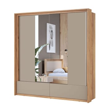 Garderobe med speil Impressio 2 skyvedører med 2 skuffer - 209 cm - Oppbevaring - Garderober & garderobesystem