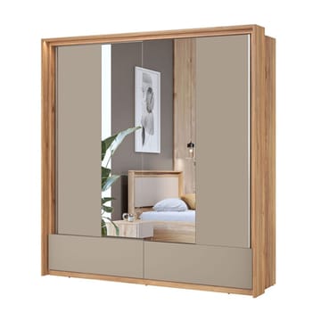 Garderobe med speil Impressio 2 skyvedører med 2 skuffer - 209 cm - Oppbevaring - Garderober & garderobesystem