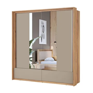 Garderobe med speil Impressio 2 skyvedører med 2 skuffer - 209 cm - Oppbevaring - Garderober & garderobesystem