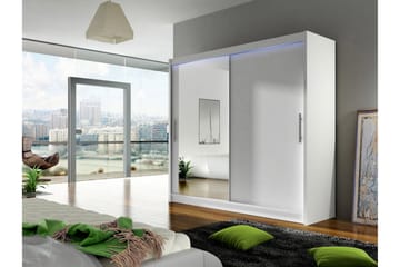 Garderobe med speil Praha 180x215 cm - Hvit - Oppbevaring - Garderober & garderobesystem