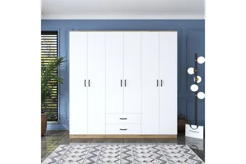 Jagdesh Garderobeskap 210x210 cm Brun/Hvit - Hanah Home - Oppbevaring - Garderober & garderobesystem