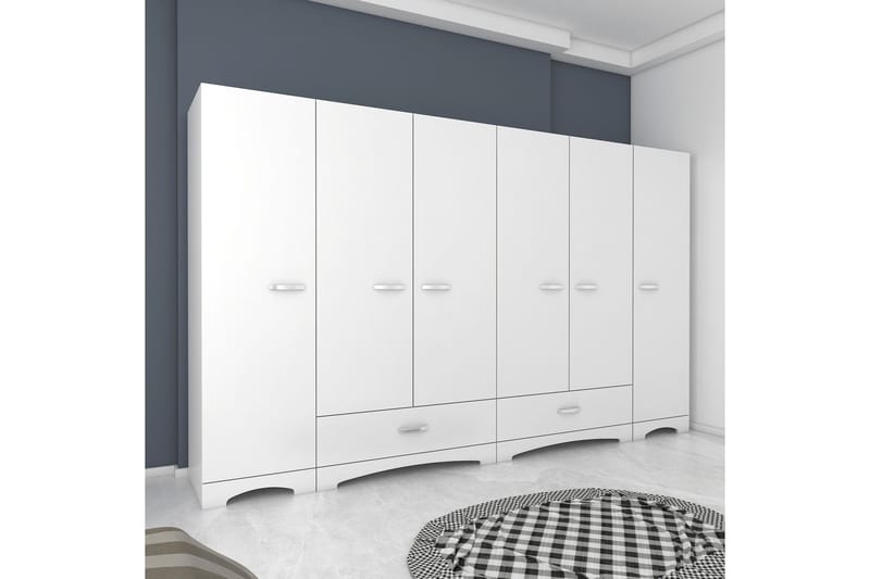 Jaitun Garderobeskap 243x181 cm Hvit - Hanah Home - Oppbevaring - Garderober & garderobesystem