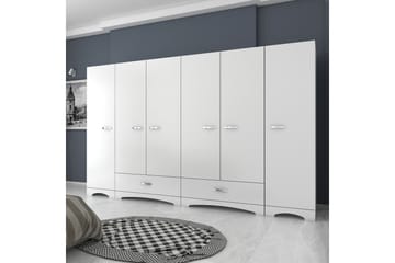 Jaitun Garderobeskap 243x181 cm Hvit - Hanah Home - Oppbevaring - Garderober & garderobesystem