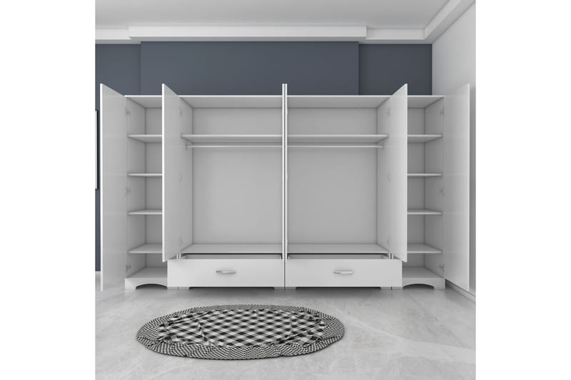 Jaitun Garderobeskap 243x181 cm Hvit - Hanah Home - Oppbevaring - Garderober & garderobesystem