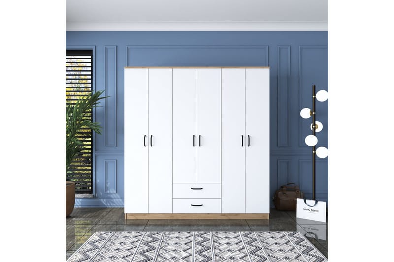 Jahani Garderobeskap 180x190,8 cm Brun/Hvit - Hanah Home - Oppbevaring - Garderober & garderobesystem