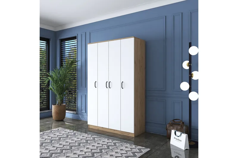 Jaioni Garderobeskap 120x190,8 cm Brun/Hvit - Hanah Home - Oppbevaring - Garderober & garderobesystem