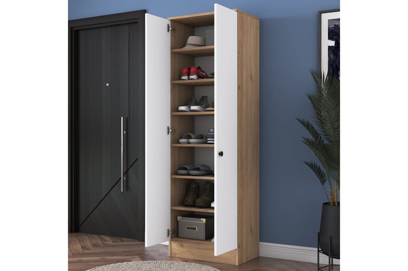 Hooda Garderobeskap 59,8x182,8 cm Brun/Hvit - Hanah Home - Oppbevaring - Garderober & garderobesystem