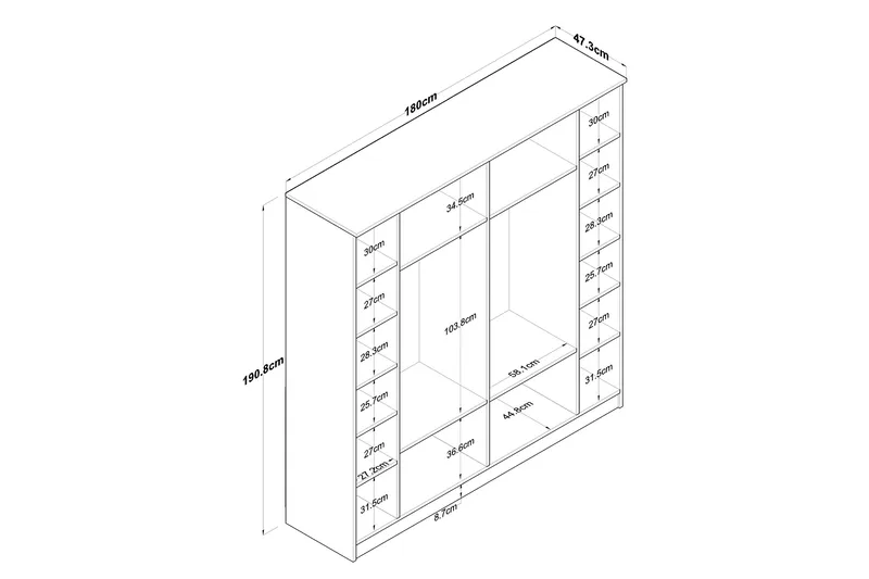 Jaidul Garderobeskap 180x190,8 cm Brun/Hvit - Hanah Home - Oppbevaring - Garderober & garderobesystem