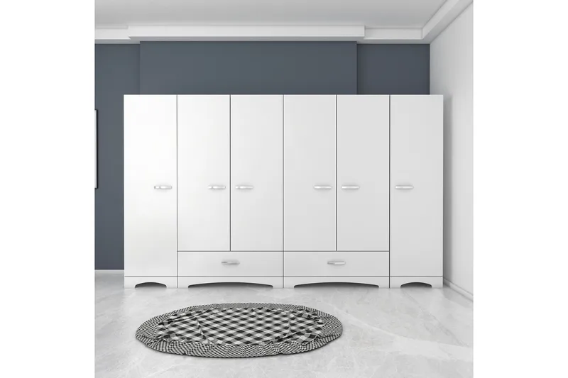 Jaitun Garderobeskap 243x181 cm Hvit, Hanah Home