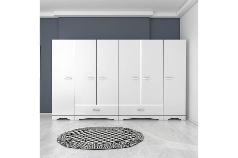 Jaitun Garderobeskap 243x181 cm Hvit, Hanah Home