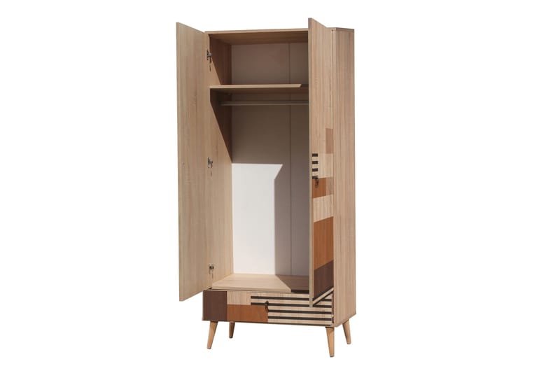 Bertoaria Garderobe 80x190 cm Brun - Hanah Home - Oppbevaring - Garderober & garderobesystem