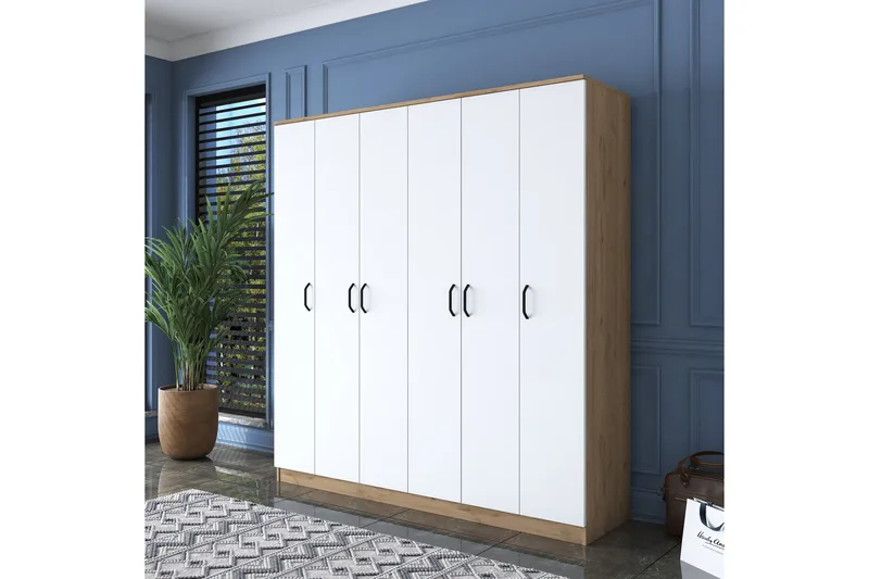Jaidul Garderobeskap 180x190,8 cm Brun/Hvit - Hanah Home - Oppbevaring - Garderober & garderobesystem