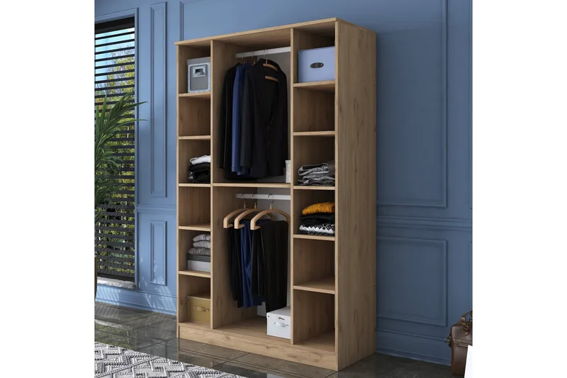 Jaioni Garderobeskap 120x190,8 cm Brun/Hvit - Hanah Home - Oppbevaring - Garderober & garderobesystem