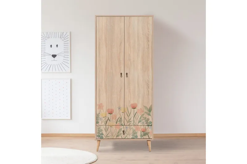 Bertoaria Garderobe 80x190 cm Brun - Hanah Home - Oppbevaring - Garderober & garderobesystem