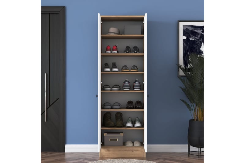 Hooda Garderobeskap 59,8x182,8 cm Brun/Hvit - Hanah Home - Oppbevaring - Garderober & garderobesystem