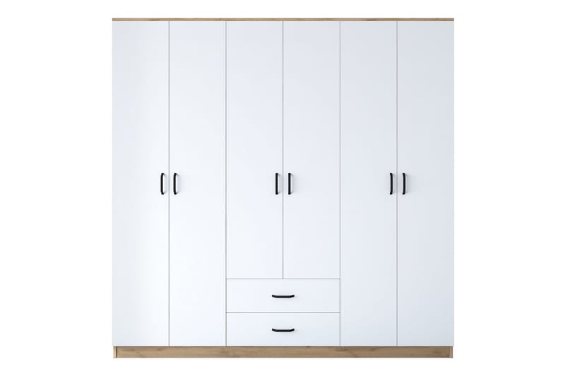 Jagdesh Garderobeskap 210x210 cm Brun/Hvit - Hanah Home - Oppbevaring - Garderober & garderobesystem