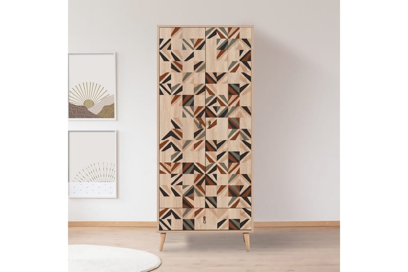 Bertoaria Garderobe 80x190 cm Brun - Hanah Home - Oppbevaring - Garderober & garderobesystem