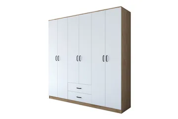 Jagdesh Garderobeskap 210x210 cm Brun/Hvit - Hanah Home - Oppbevaring - Garderober & garderobesystem