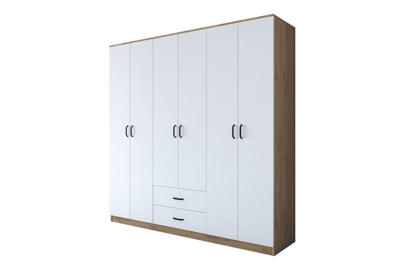 Jagdesh Garderobeskap 210x210 cm Brun/Hvit - Hanah Home - Oppbevaring - Garderober & garderobesystem