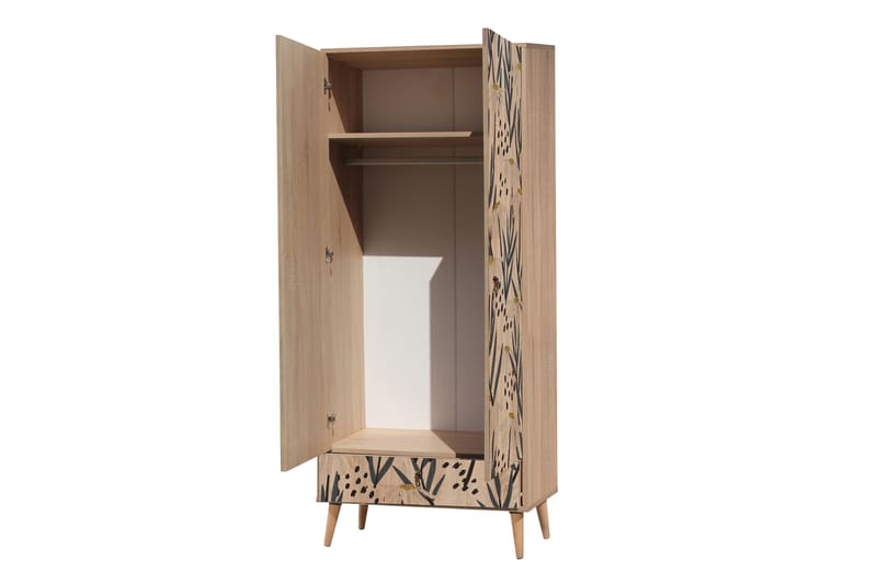 Bertoaria Garderobe 80x190 cm Brun - Hanah Home - Oppbevaring - Garderober & garderobesystem