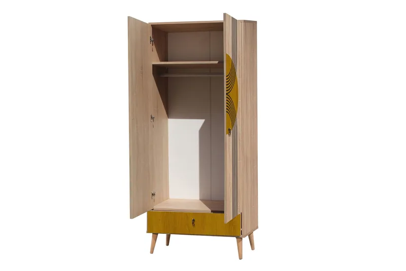 Bertoaria Garderobe 80x190 cm Brun - Hanah Home - Oppbevaring - Garderober & garderobesystem