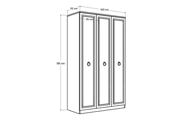 Ajra Garderobe 103x185 cm Hvit - Hanah Home - Oppbevaring - Garderober & garderobesystem