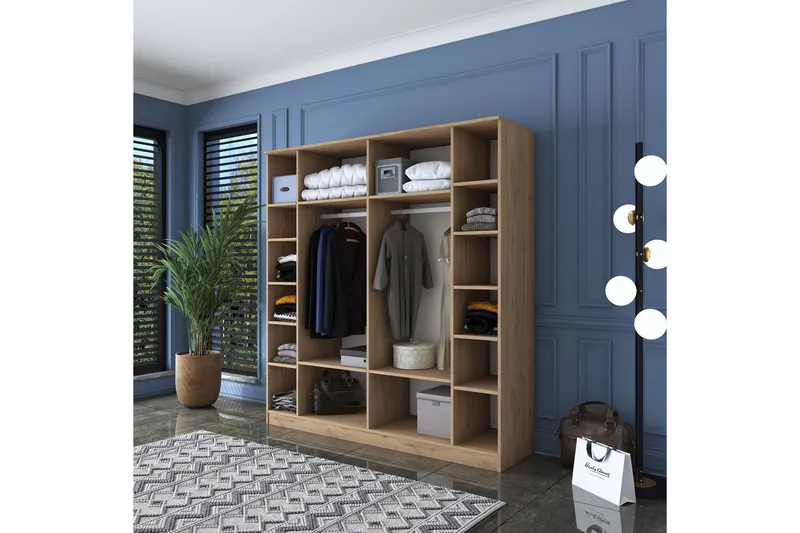 Jaidul Garderobeskap 180x190,8 cm Brun/Hvit - Hanah Home - Oppbevaring - Garderober & garderobesystem