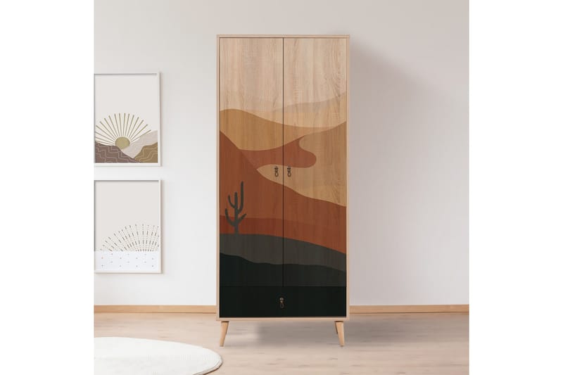 Bertoaria Garderobe 80x190 cm Brun - Hanah Home - Oppbevaring - Garderober & garderobesystem