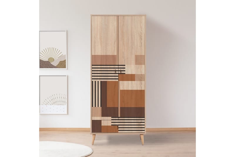 Bertoaria Garderobe 80x190 cm Brun - Hanah Home - Oppbevaring - Garderober & garderobesystem