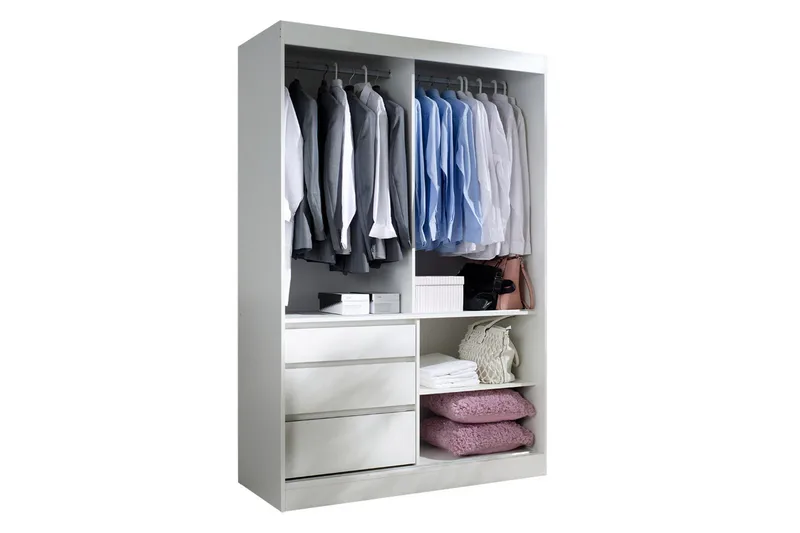 Abricot Garderobe med Speil 140x216x65 cm - Svart - Oppbevaring - Garderober & garderobesystem