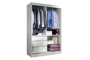 Abricot Garderobe med Speil 140x216x65 cm - Svart - Oppbevaring - Garderober & garderobesystem