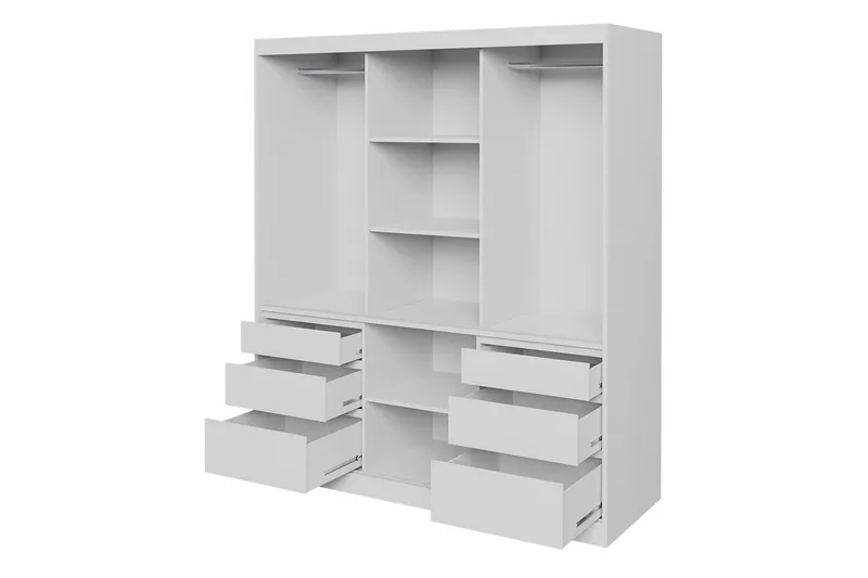 Abricot Garderobe med Speil 180x216x65 cm - Svart - Oppbevaring - Garderober & garderobesystem