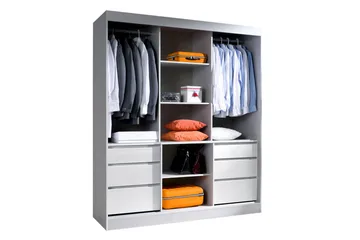Abricot Garderobe med Speil 180x216x65 cm - Svart - Oppbevaring - Garderober & garderobesystem