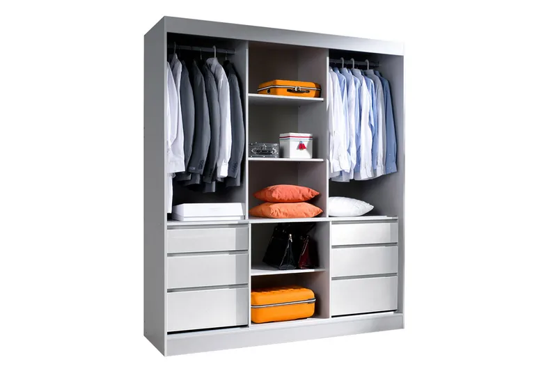 Abricot Garderobe med Speil 180x216x65 cm - Svart - Oppbevaring - Garderober & garderobesystem