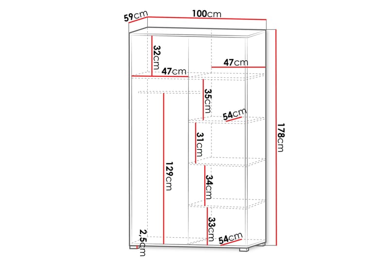 Agawal Garderob 100x178 cm - Brun - Oppbevaring - Garderober & garderobesystem