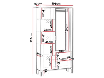 Aggarwal Garderobeskap med Speil 105 cm - Oppbevaring - Garderober & garderobesystem