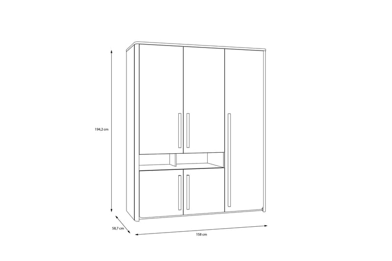 Ahmetbay Garderobe 59x158 cm - Grå/Brun - Oppbevaring - Garderober & garderobesystem