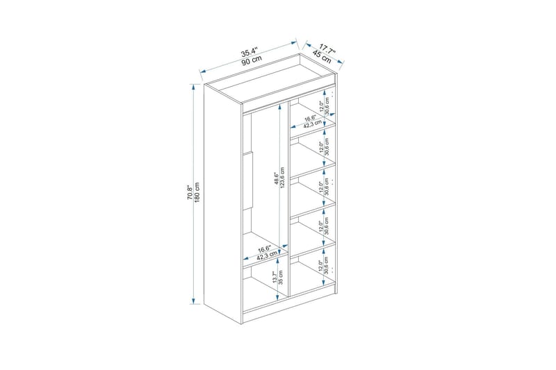 Akser Garderobe 90 cm i Malt Tre - Hvit - Oppbevaring - Garderober & garderobesystem