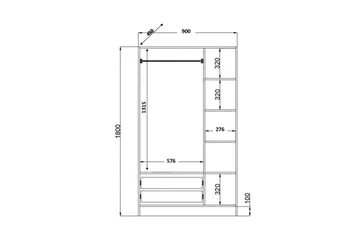 Alven Garderobe 90x180 cm - Matt Hvit - Oppbevaring - Garderober & garderobesystem