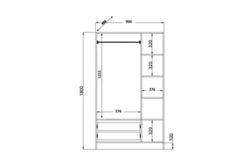 Alven Garderobe 90x180 cm - Matt Hvit - Oppbevaring - Garderober & garderobesystem